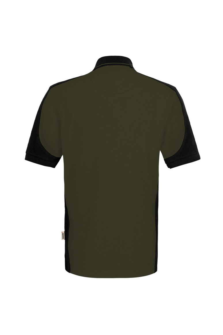 HAKRO 539 Poloshirt Contrast MIKRALINAR® ECO in Olive/Schwarz, Größe 6XL