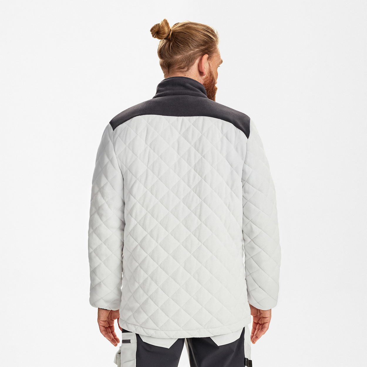 ENGEL Entire Gestepptes-Fleecejacke in Bone White / Anthracite Grey, Größe XS