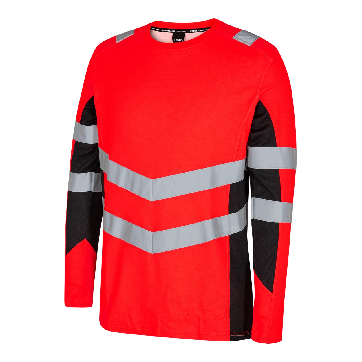 ENGEL Safety Langarm-Shirt in Rot/Schwarz, Größe XS