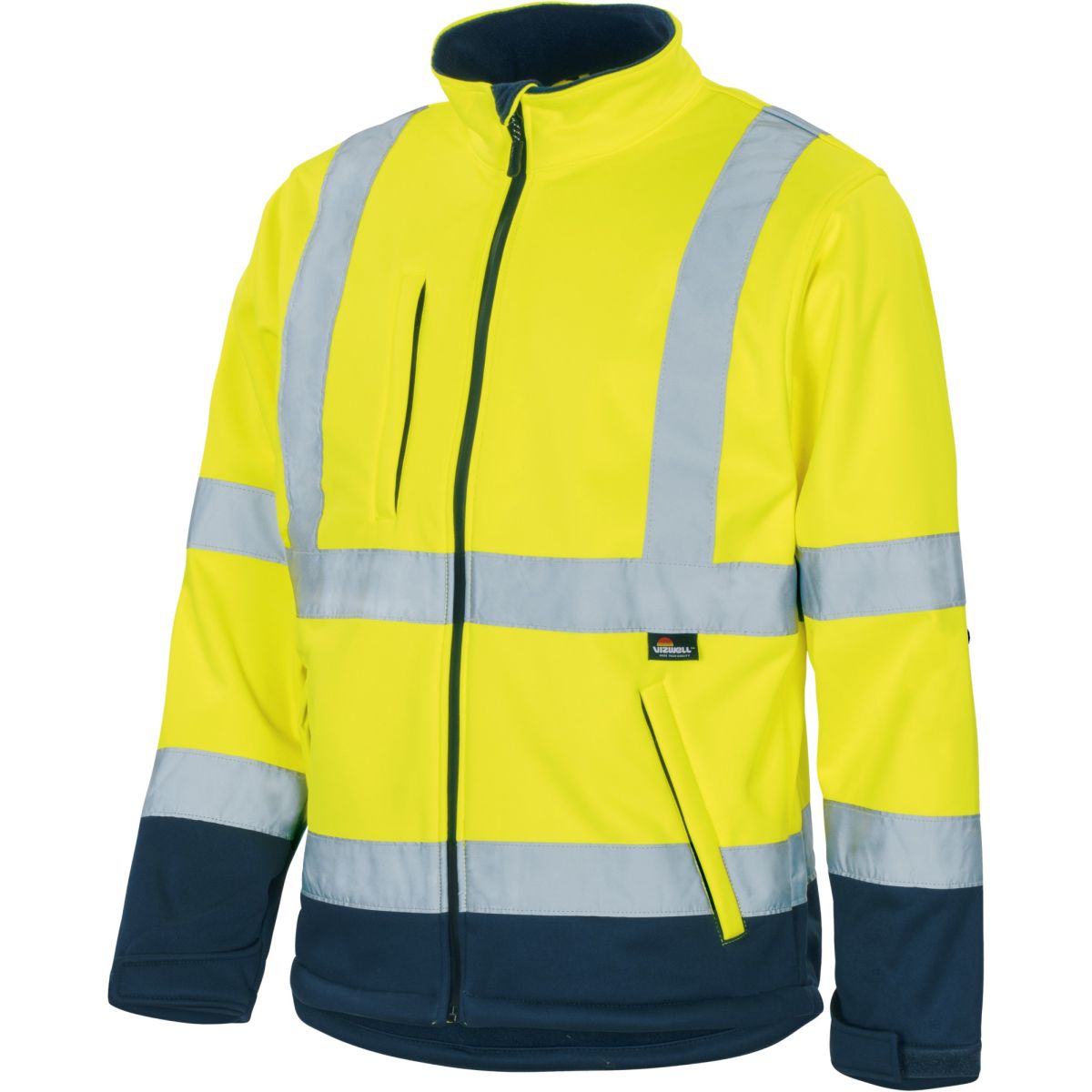 Kontrast-Softshelljacke leuchtgelb-marine in Gr. XXL von Vizwell