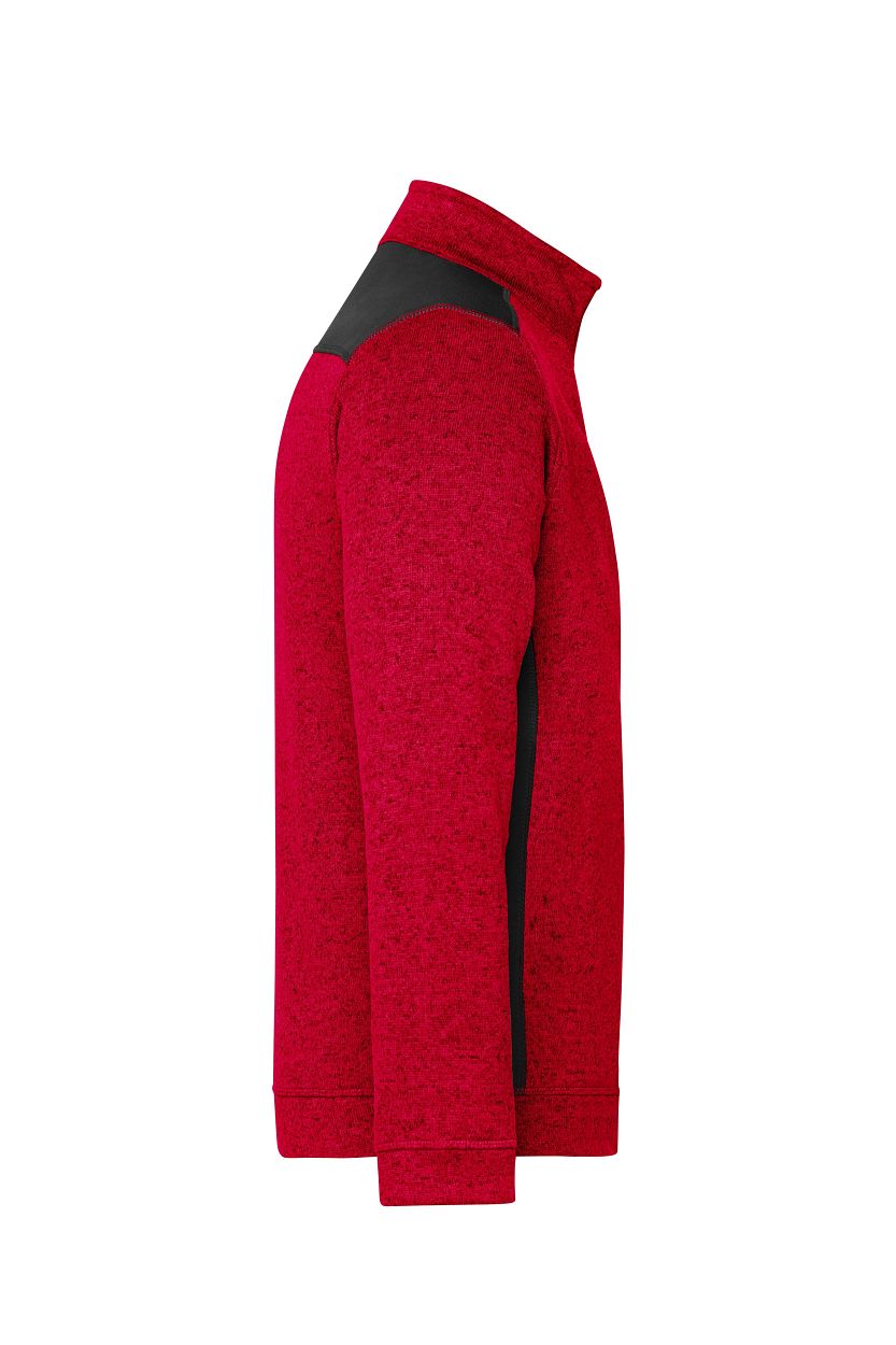 Men's Knitted Workwear Fleece Half-Zip - STRONG - "JN864" in Red-Melange/Black, Größe 6XL - Daiber
