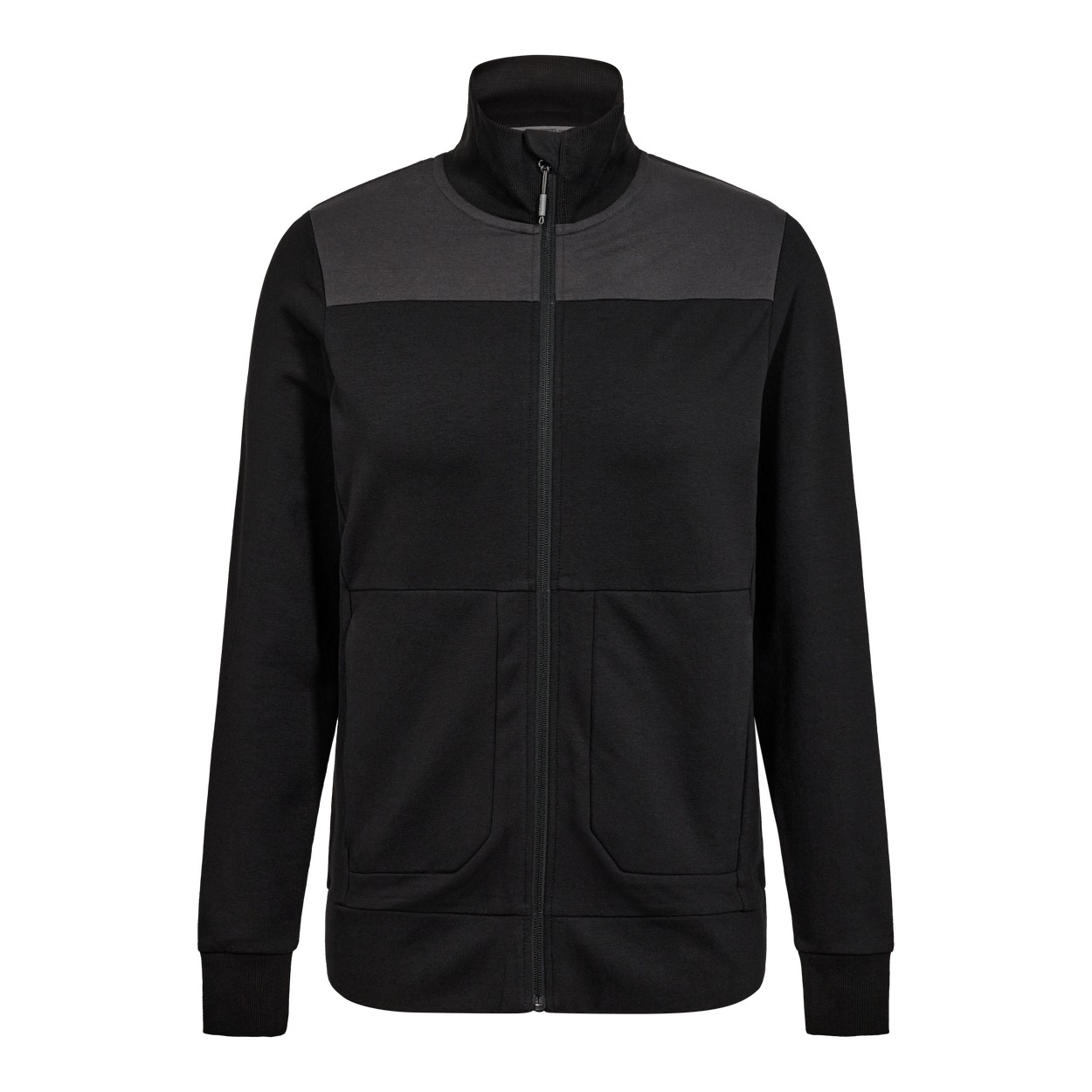 ENGEL Entire Damen Sweatcardigan mit Kragen in Schwarz/Anthrazit Grau, Größe XS