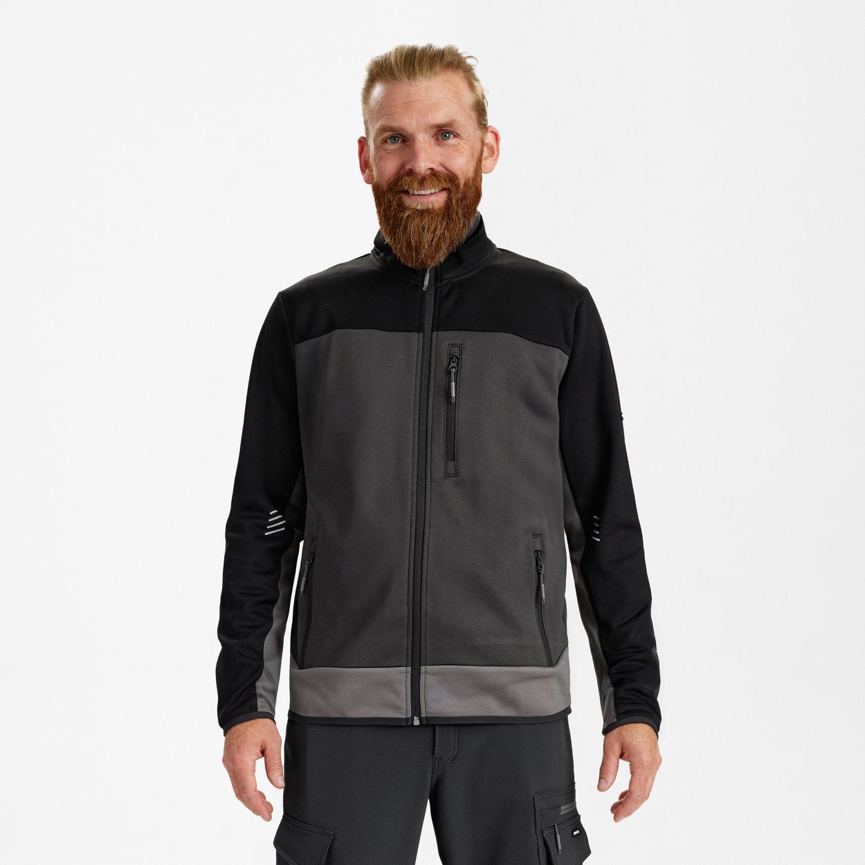 ENGEL Entire Midlayer-Cardigan in Anthrazitgrau/Schwarz, Größe XS