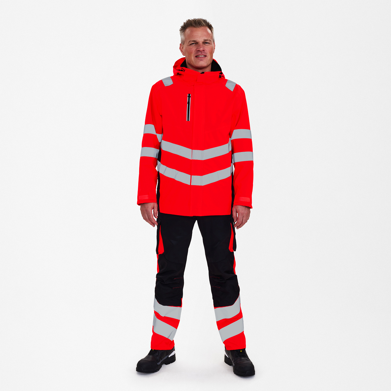 ENGEL Safety Shellparka in Rot/Schwarz, Größe XS
