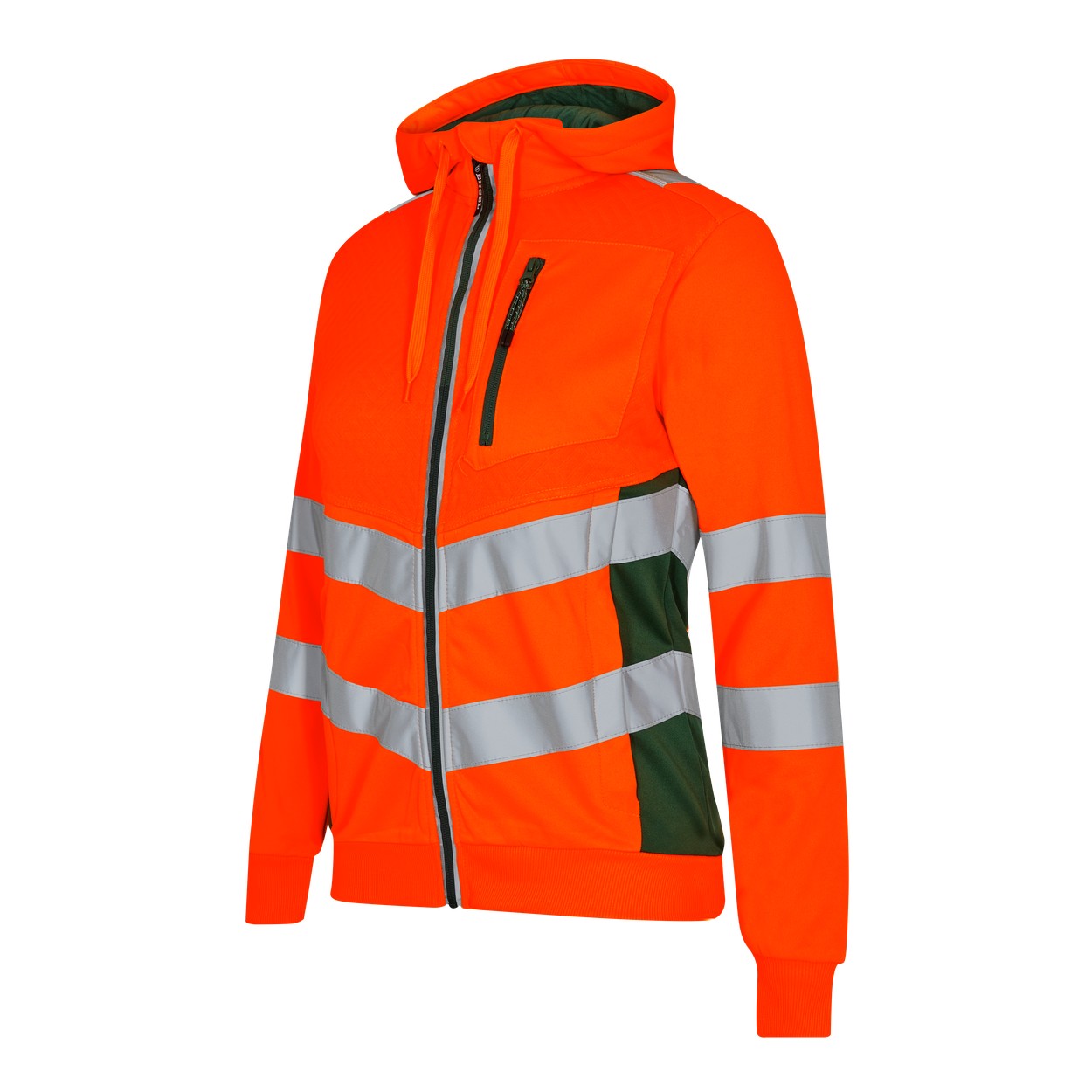 ENGEL Safety Damen Sweatcardigan in Orange/Grün, Größe XS