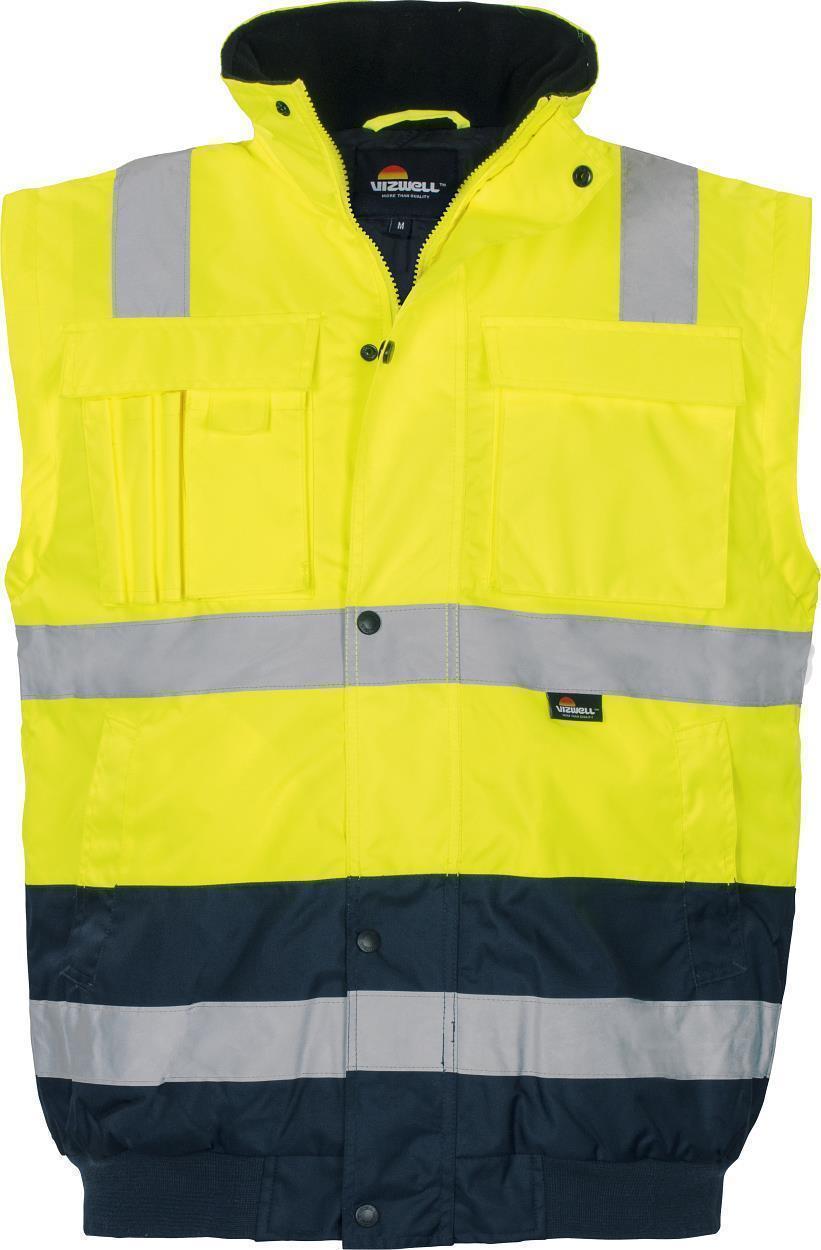 Pilotenjacke mit Schulterreflex leuchtgelb-marine in Gr. XXL von Vizwell