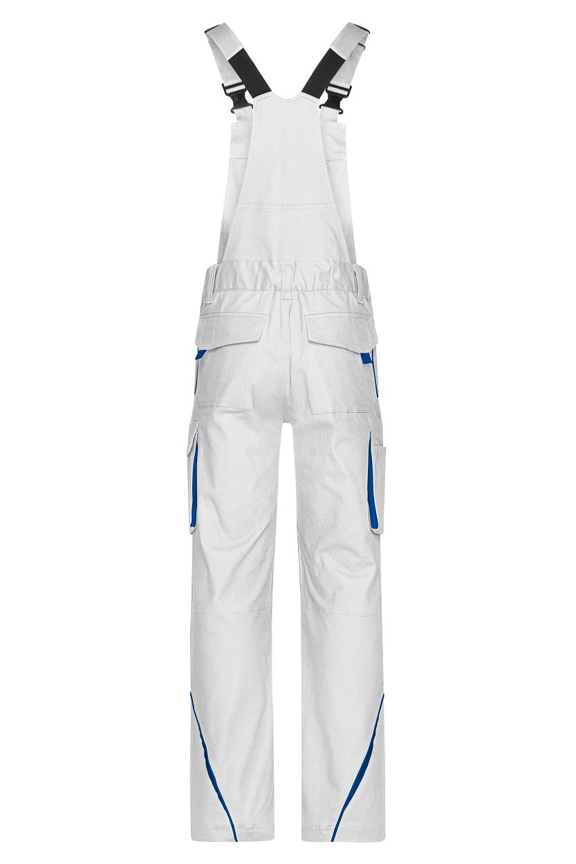 Workwear Pants with Bib - COLOR - "JN848" in White/Royal, Größe 62 - Daiber