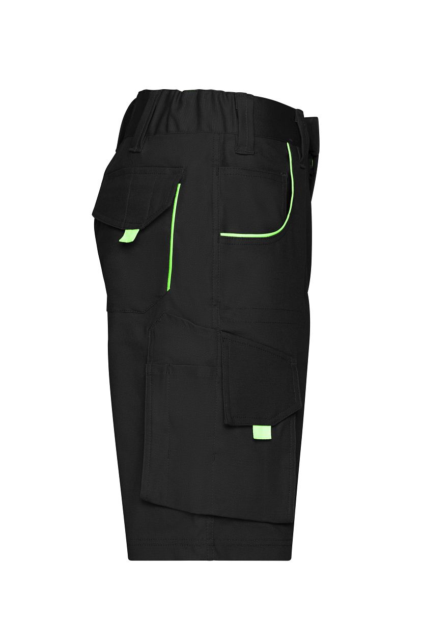 Workwear Bermudas - COLOR - "JN872" in Black/Lime-Green, Größe 62 - Daiber