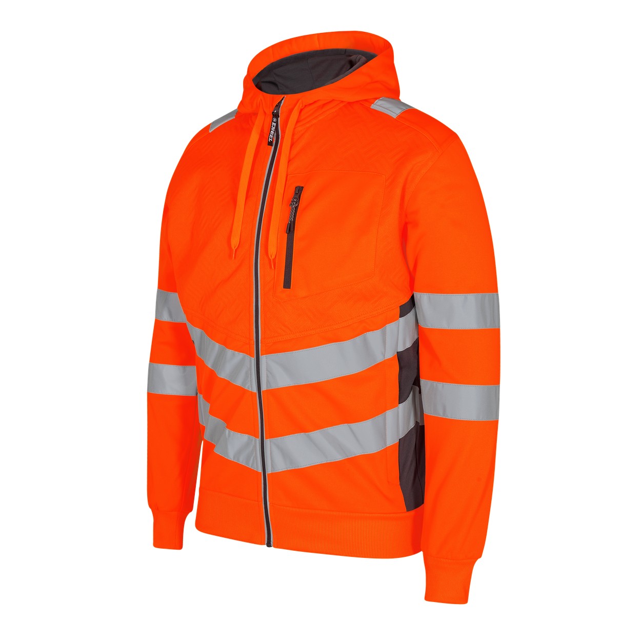 ENGEL Safety Sweatcardigan in Orange/Anthrazit Grau, Größe XS