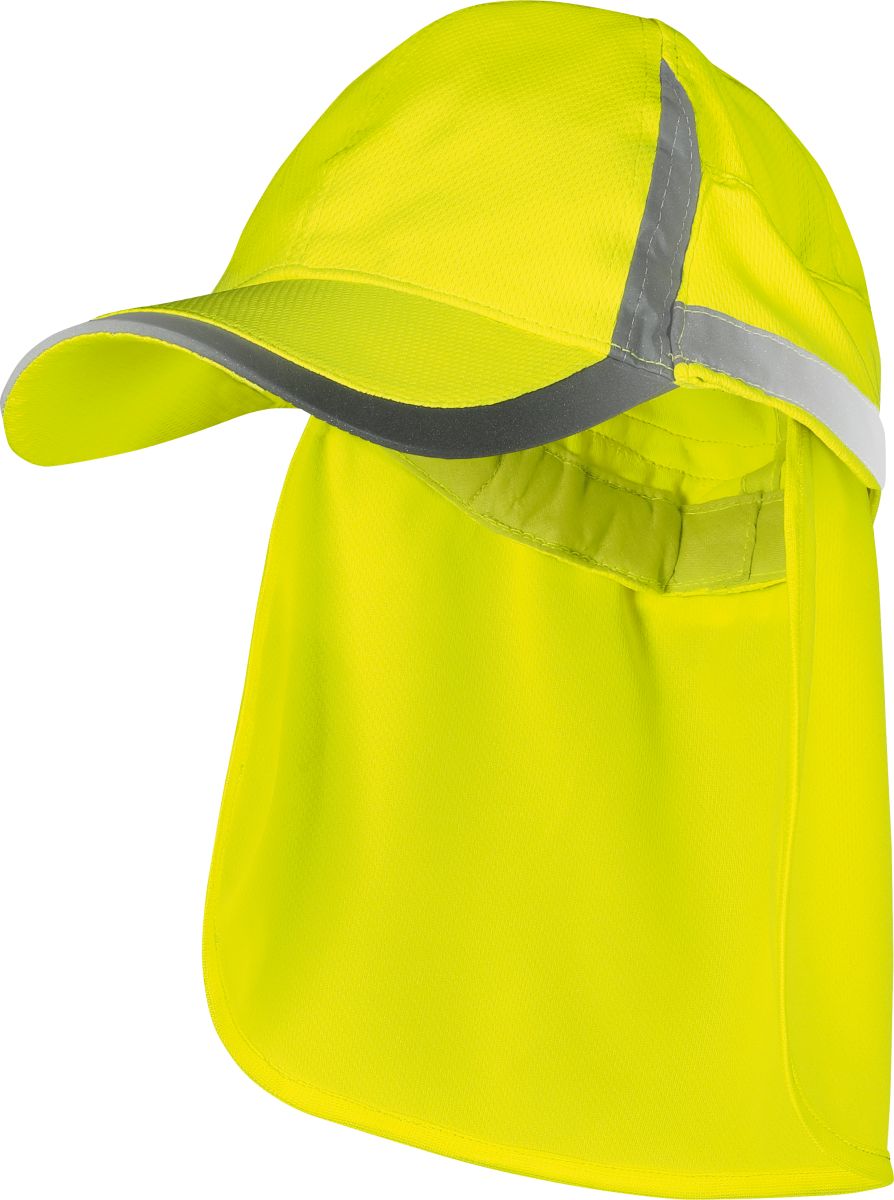 Warnschutz-Kappe mit Nackenschutz & UV-50 in leuchtgelb von Vizwell