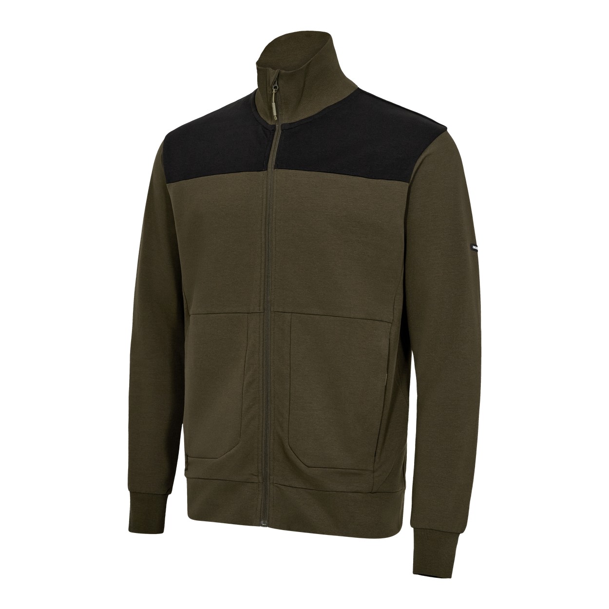 ENGEL Entire Sweatcardigan mit Kragen in Forest Green/Schwarz, Größe XS