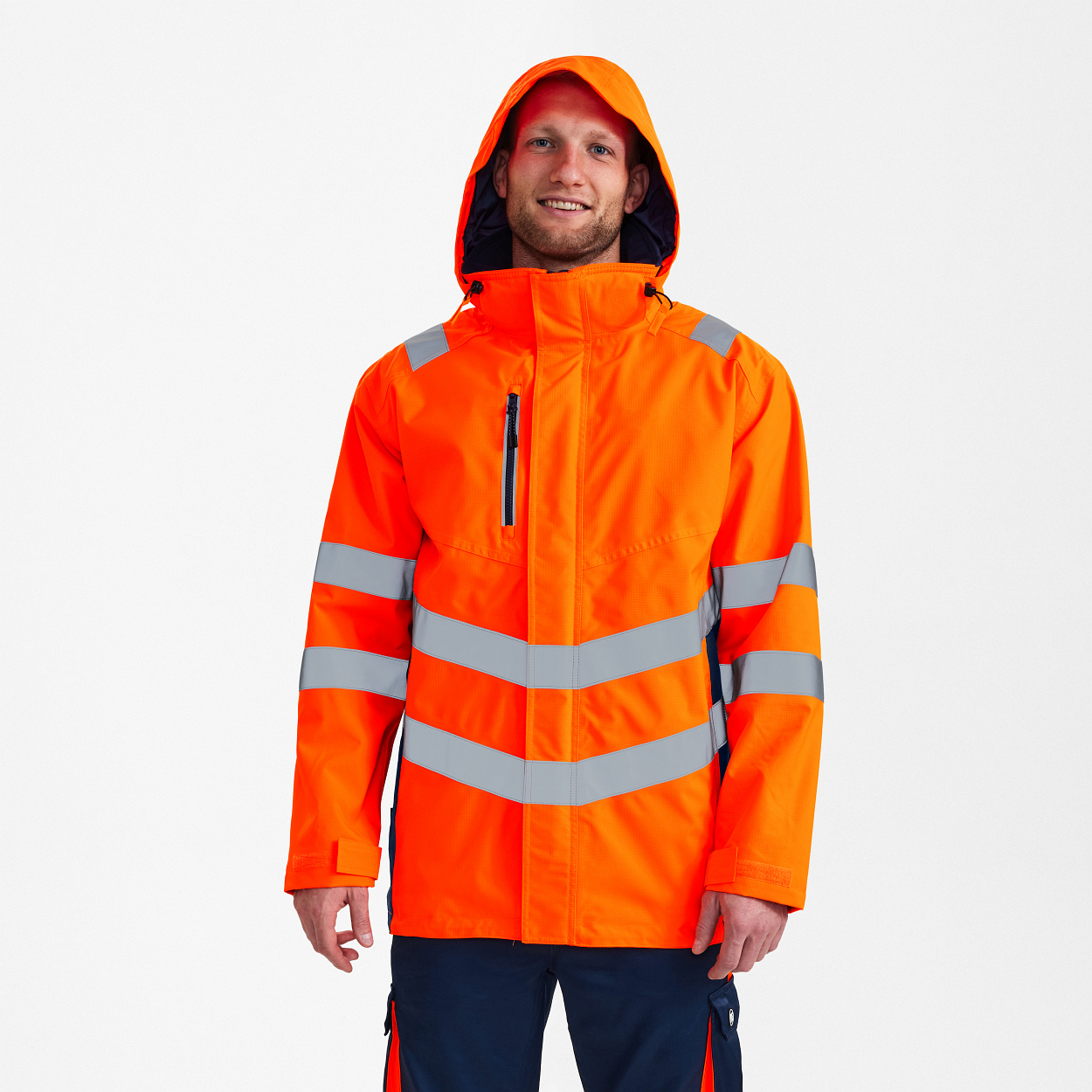 ENGEL Safety Shellparka in Orange/Blue ink, Größe XS