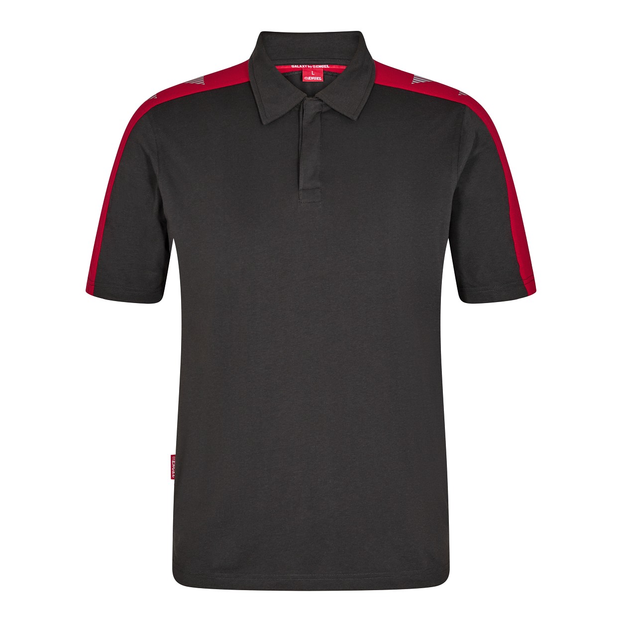 ENGEL Galaxy Poloshirt in Anthrazit Grau/Tomato Red, Größe XS
