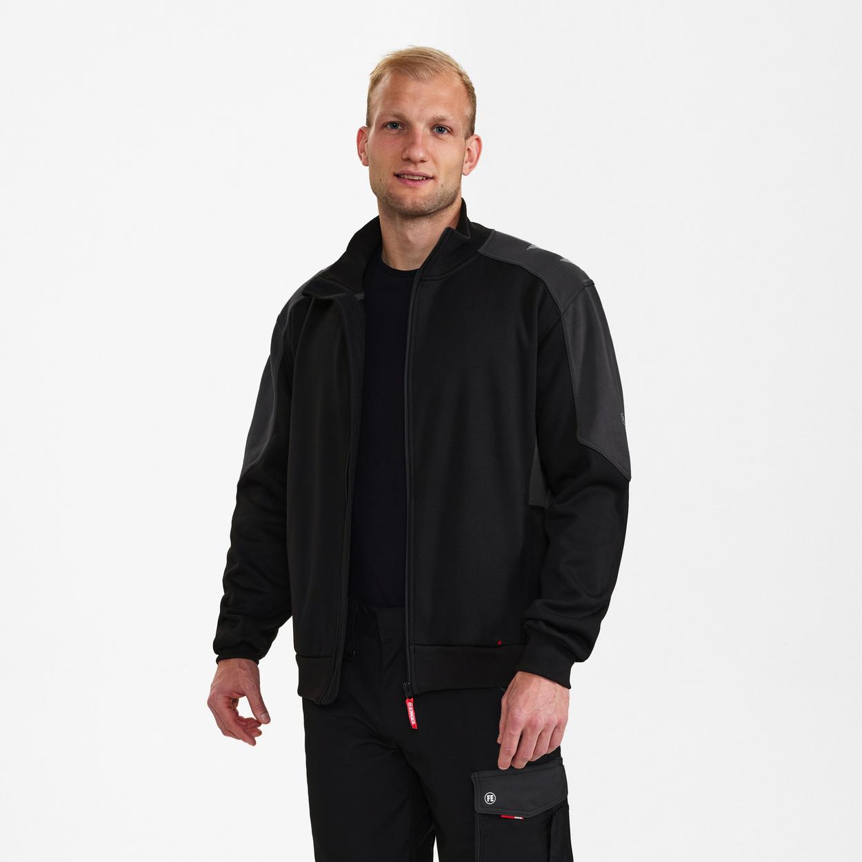 ENGEL Galaxy Sweatcardigan mit Kragen in Schwarz/Anthrazit Grau, Größe XS