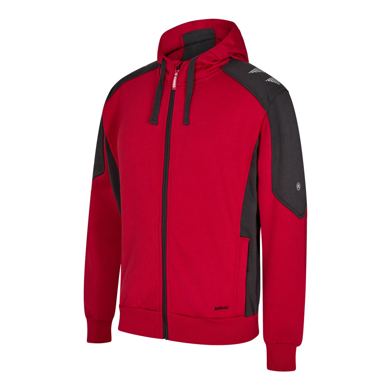 ENGEL Galaxy Sweatcardigan mit Kapuze in Tomato Red/Anthrazit Grau, Größe XS