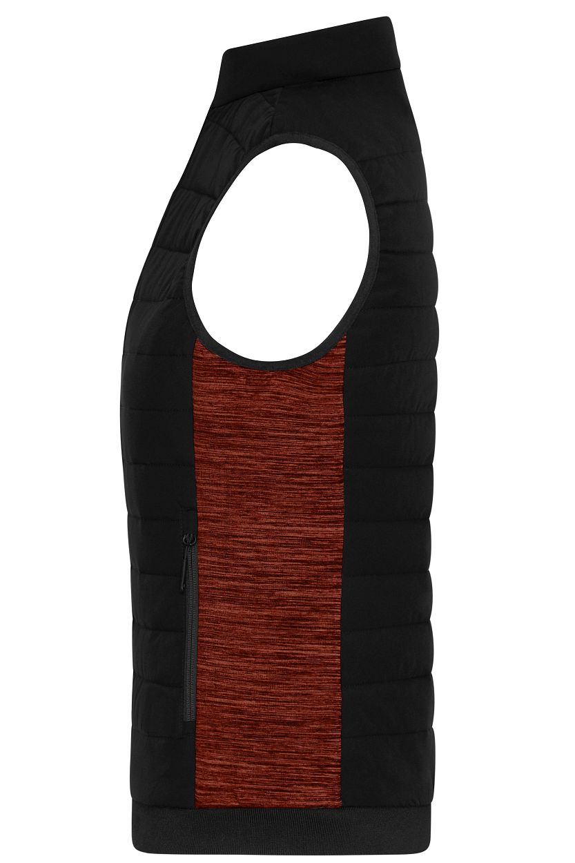 Ladies' Padded Hybrid Vest "JN1863" in Black/Red-Melange, Größe 4XL - Daiber