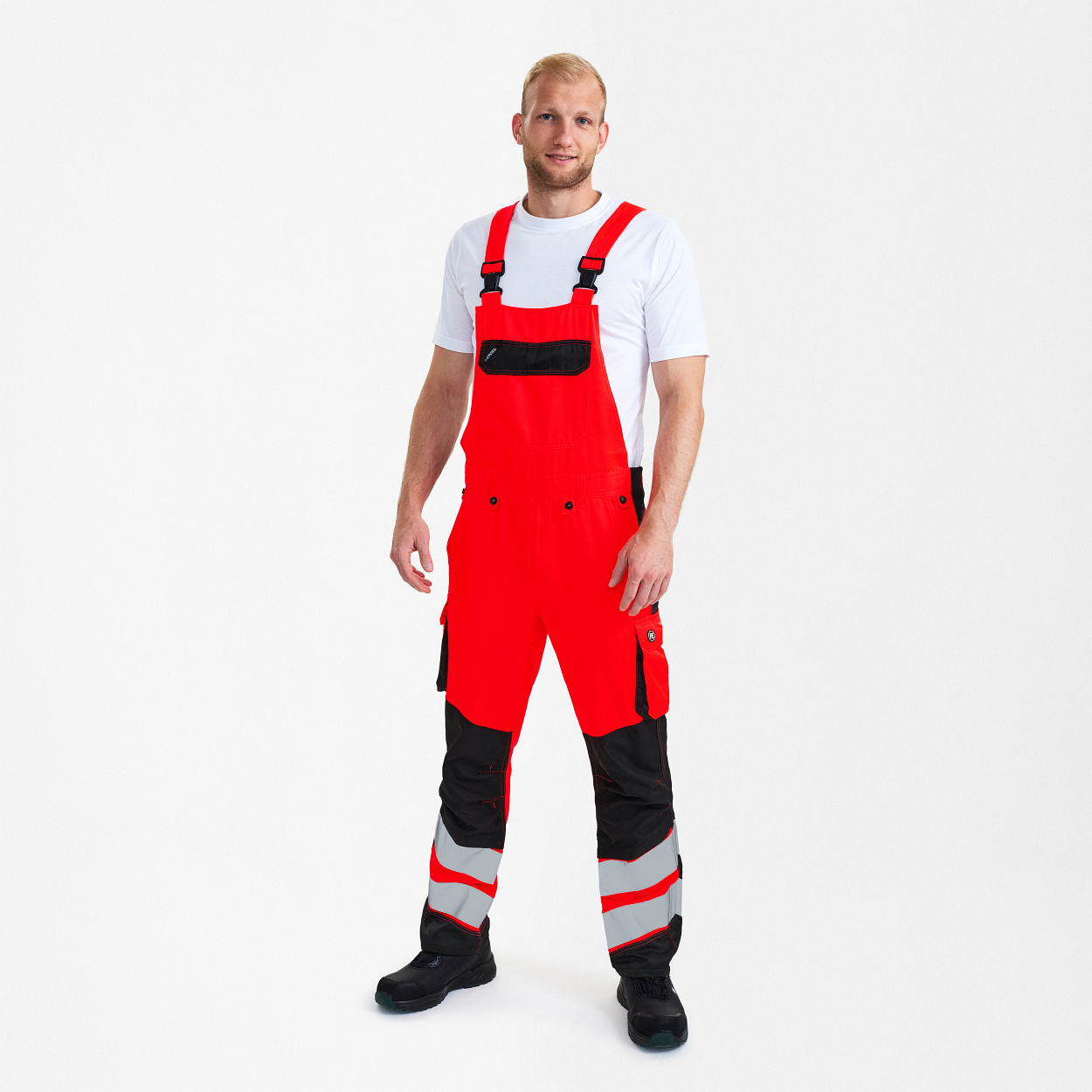 ENGEL Safety Light Latzhose in Rot/Schwarz, Größe 106