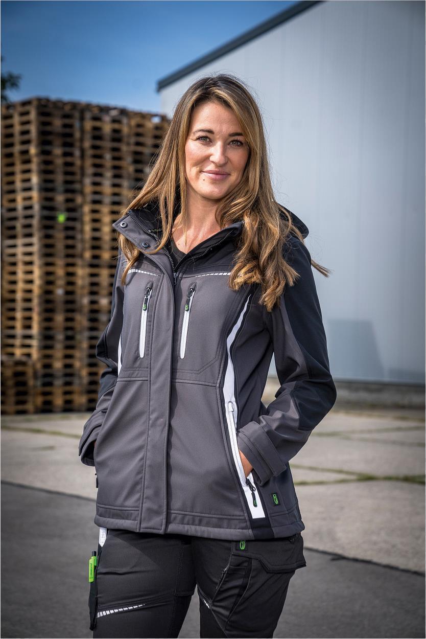 Damen Softshelljacke Flex Line Grau/Schwarz FLXDS, Gr. 52 von Leibwächter