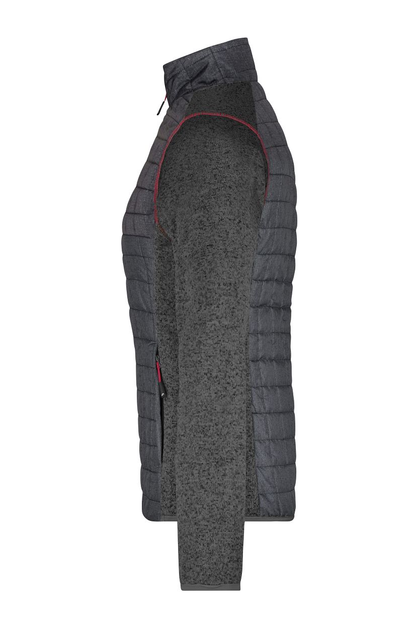 Ladies' Knitted Hybrid Jacket "JN741" in Grey-Melange/Anthracite-Melange, Größe 2XL - Daiber