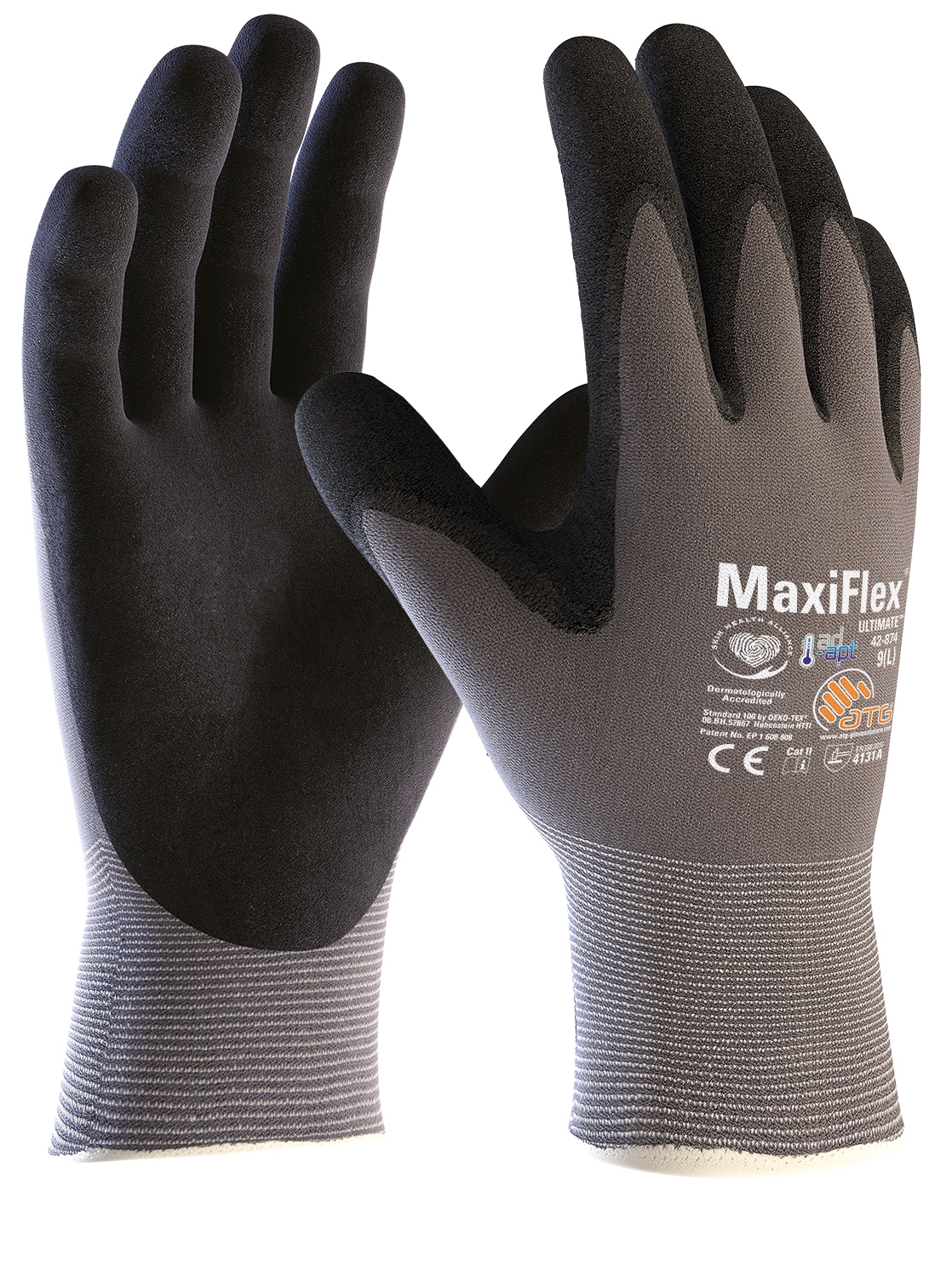 MaxiFlex® Ultimate™ AD-APT® Nylon-Strickhandschuhe (42-874) in Grau, Größe 9