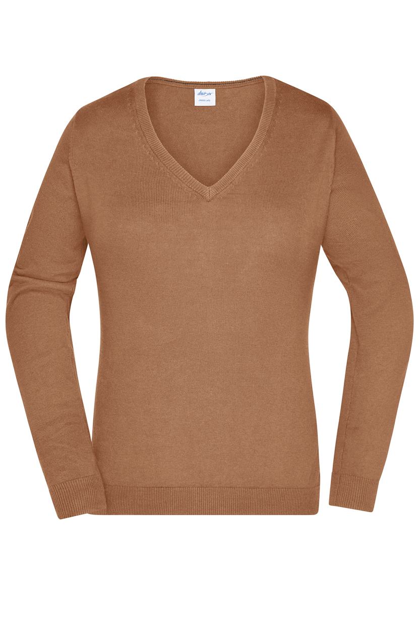 Ladies' V-Neck Pullover "JN658" in Camel, Größe 2XL - Daiber