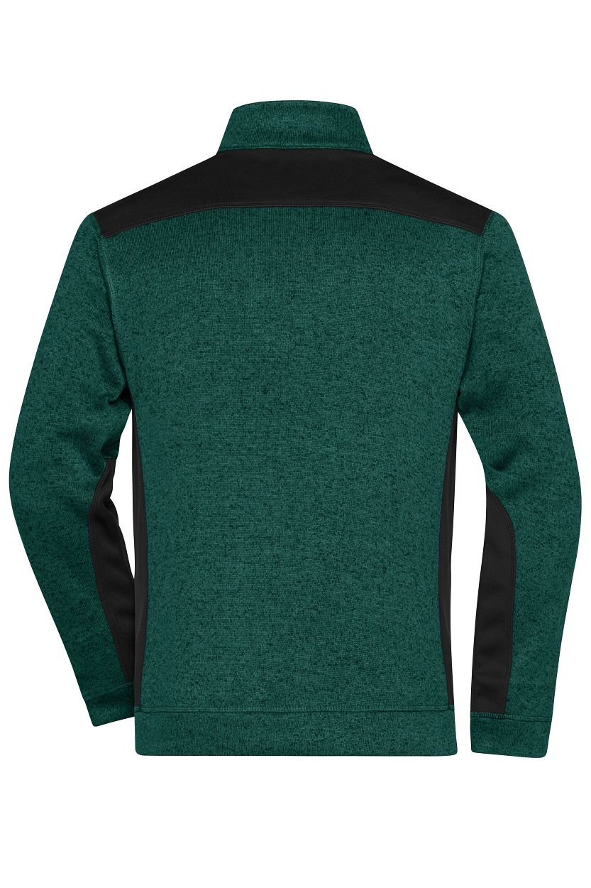 Men's Knitted Workwear Fleece Jacket - STRONG - "JN862" in Dark-Green-Melange/Black, Größe 6XL - Daiber
