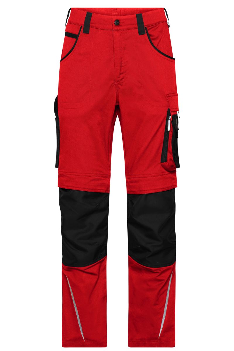 JN1832 Workwear Hose Slim Line - STRONG - in Red / Black, Größe 28 von James & Nicholson