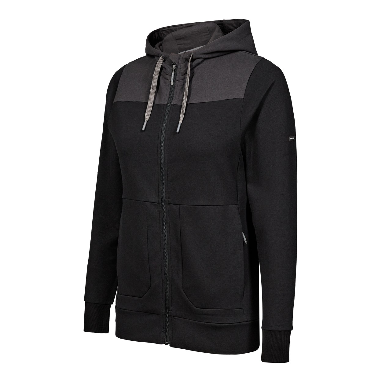 ENGEL Entire Damen Sweatcardigan mit Kapuze in Schwarz/Anthrazit Grau, Größe 3XL