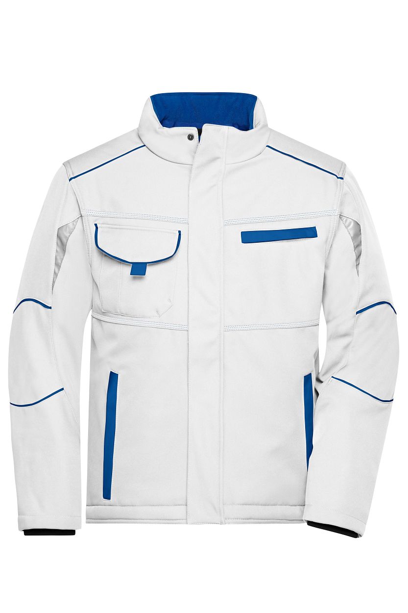 Workwear Softshell Padded Jacket - COLOR - "JN853" in White/Royal, Größe 6XL - Daiber