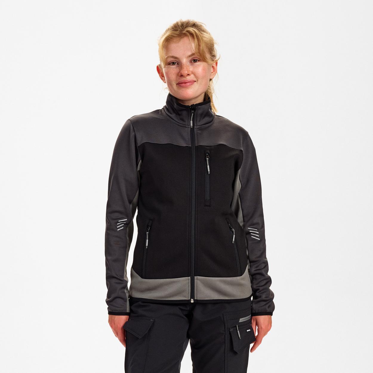 ENGEL Entire Damen Midlayer-Cardigan in Schwarz/Anthrazit Grau, Größe XS