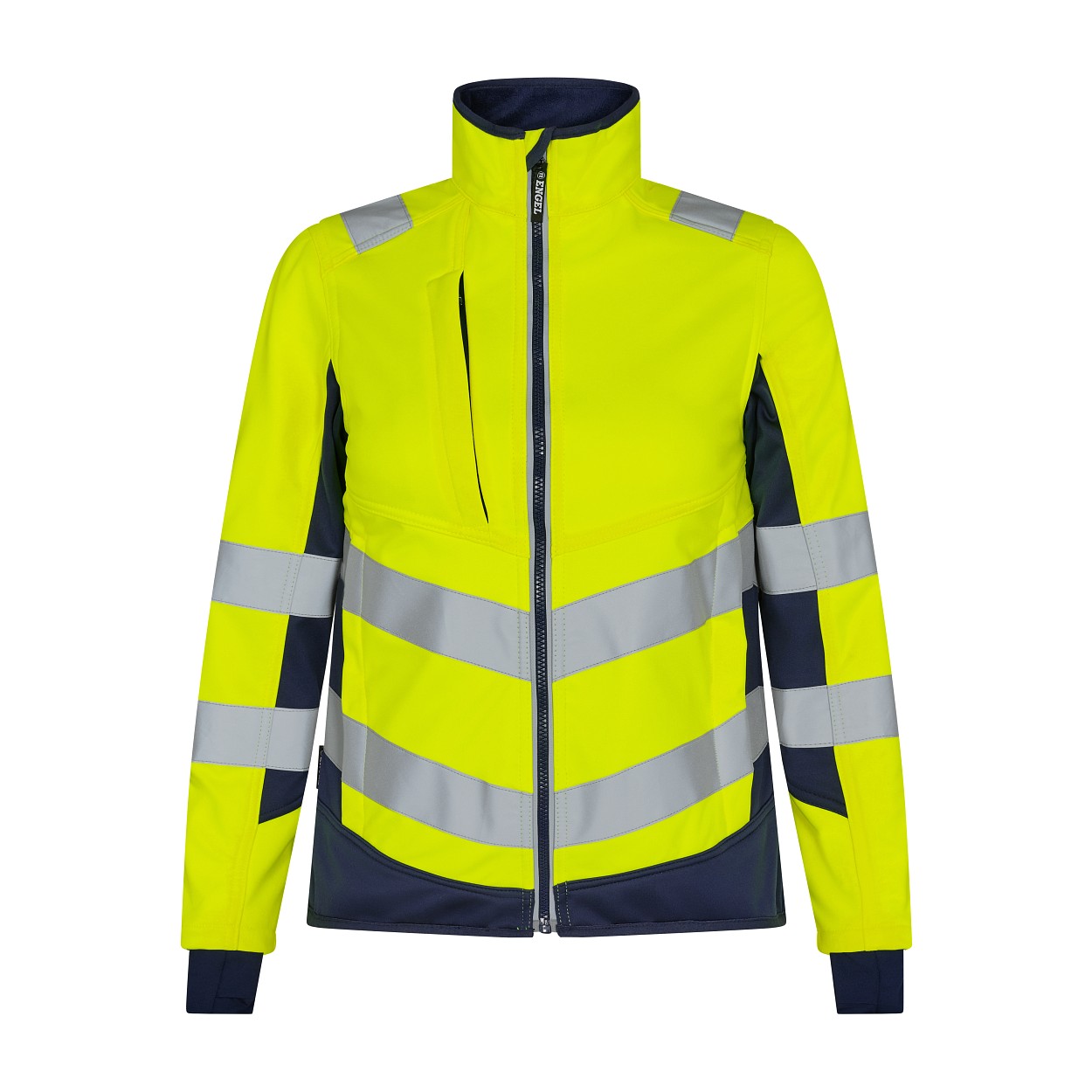 ENGEL Safety Damen Softshelljacke in Gelb/Blue Ink, Größe 2XL