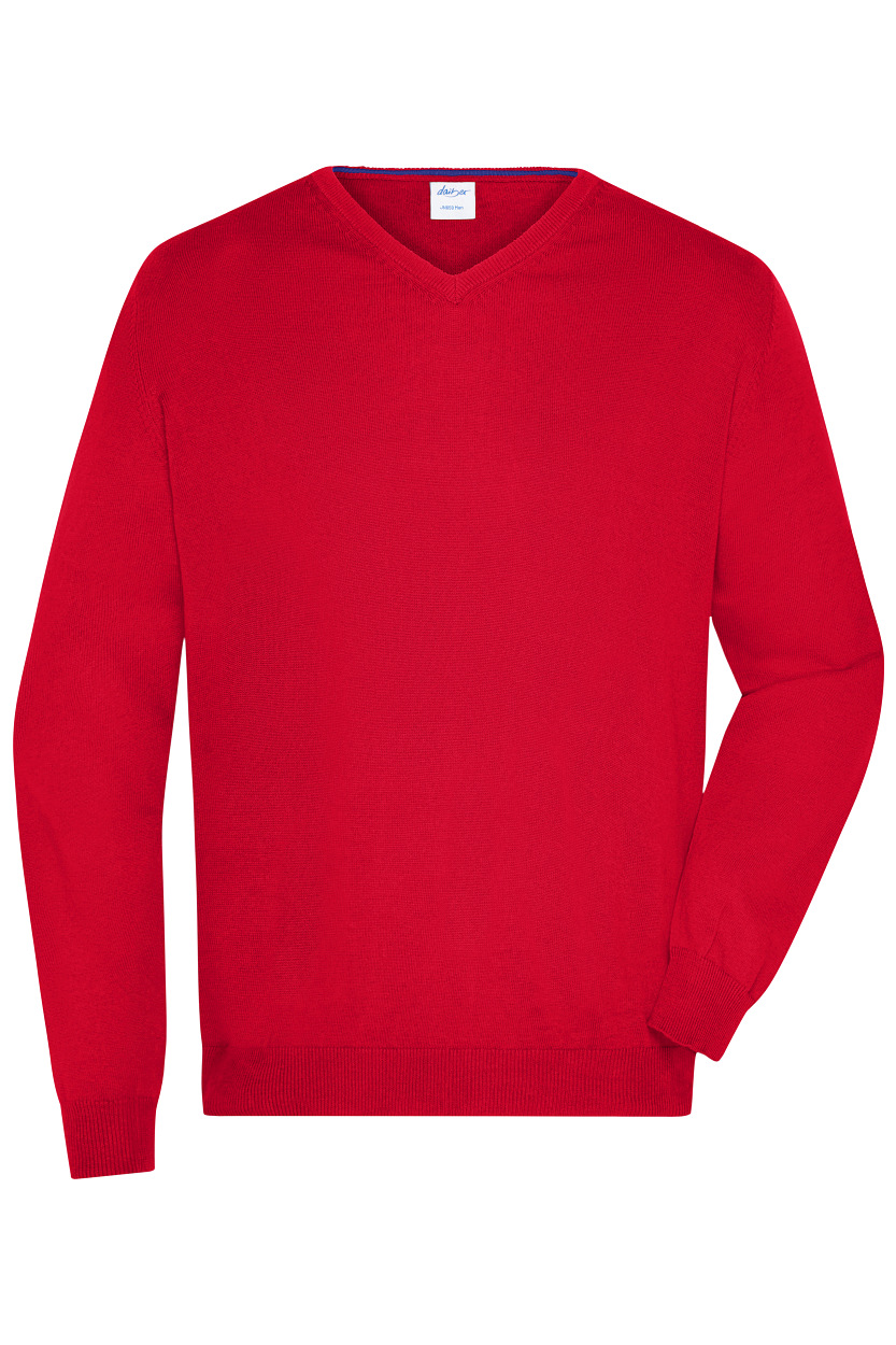 Men's V-Neck Pullover "JN659" in Red, Größe 3XL - Daiber
