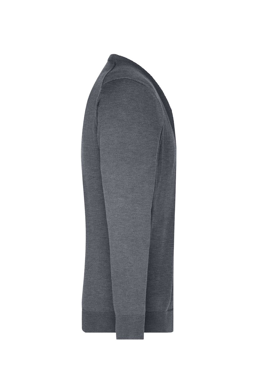 Men's V-Neck Cardigan "JN661" in Grey-Heather, Größe 3XL - Daiber
