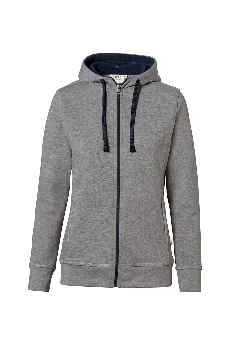 HAKRO 255 Damen Kapuzenjacke Bonded ECO in grau meliert/tinte, Größe 3XL