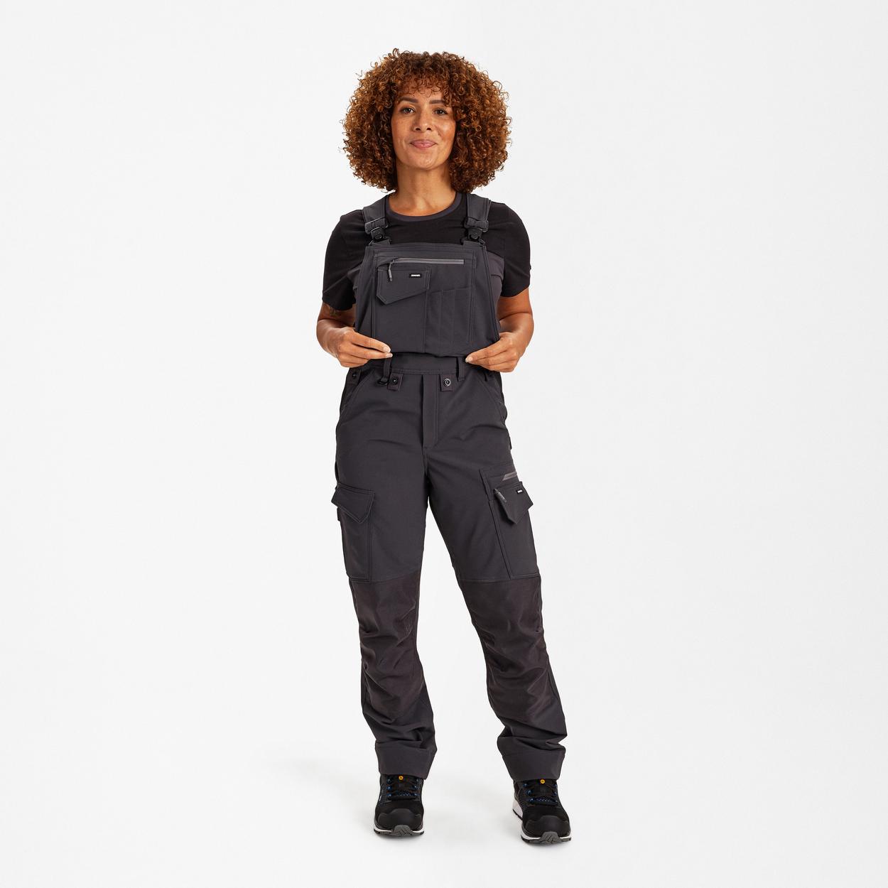 ENGEL Entire Damen Latzhose mit 4-Wege-Stretch in Anthrazitgrau/Schwarz, Größe 48