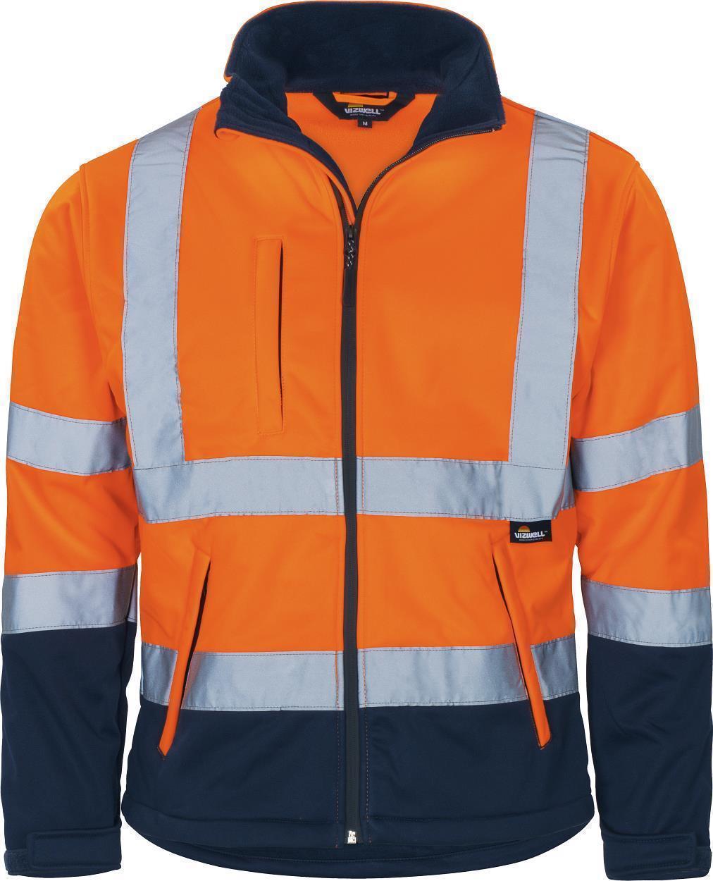 Kontrast-Softshelljacke leuchtorange-marine in Gr. XXL von Vizwell