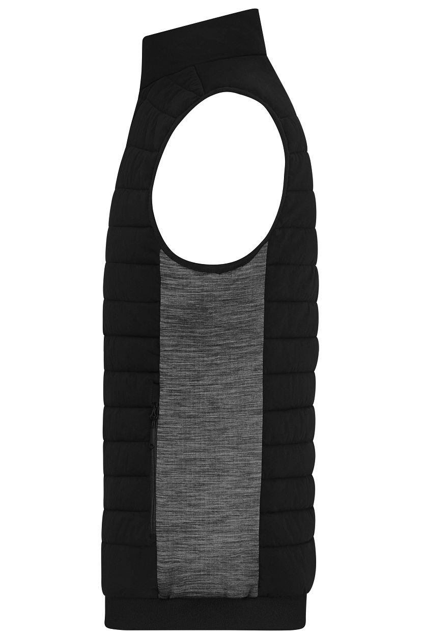 Men's Padded Hybrid Vest "JN1864" in Black/Carbon-Melange, Größe 6XL - Daiber