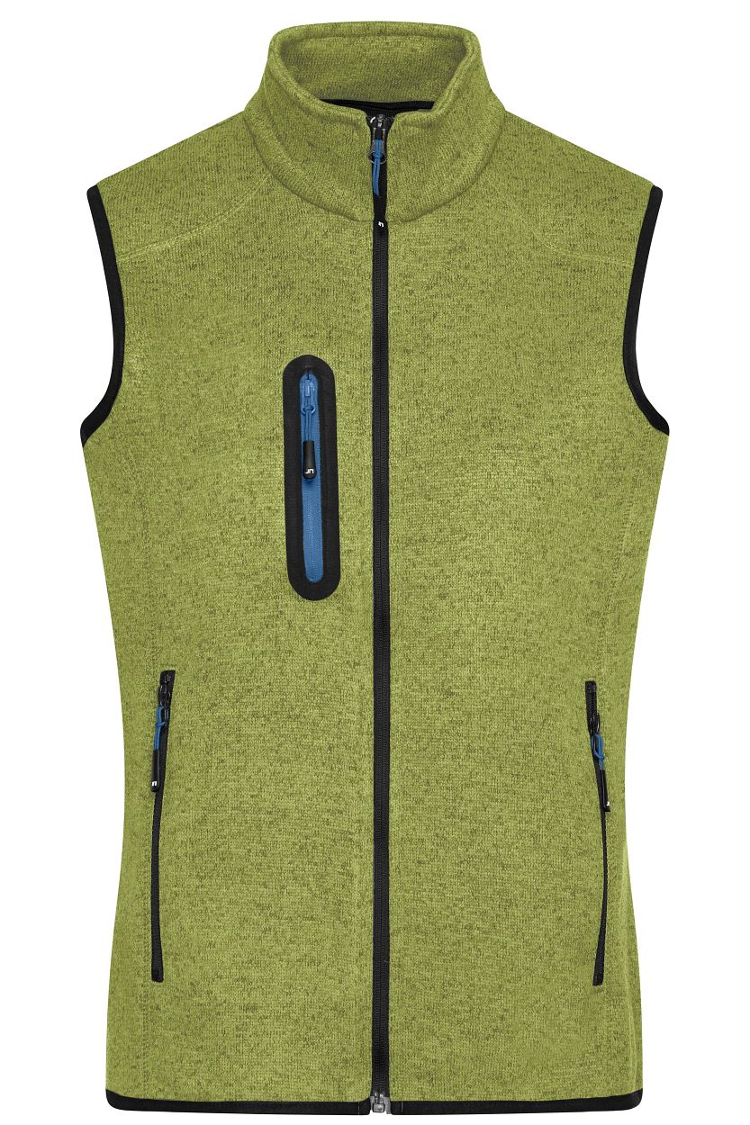 Men's Knitted Fleece Vest "JN774" in Kiwi-Melange/Royal, Größe 3XL - Daiber