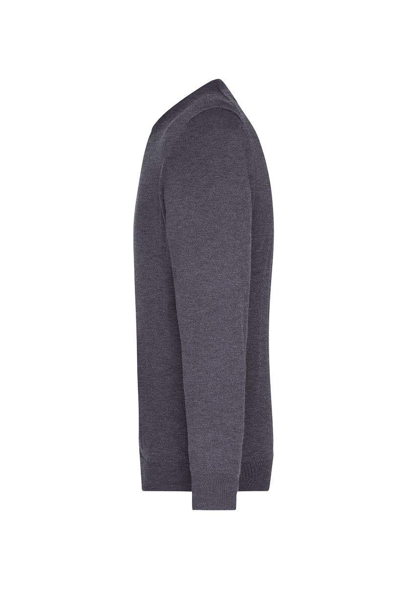 Men's V-Neck Pullover "JN659" in Anthracite-Melange, Größe 3XL - Daiber