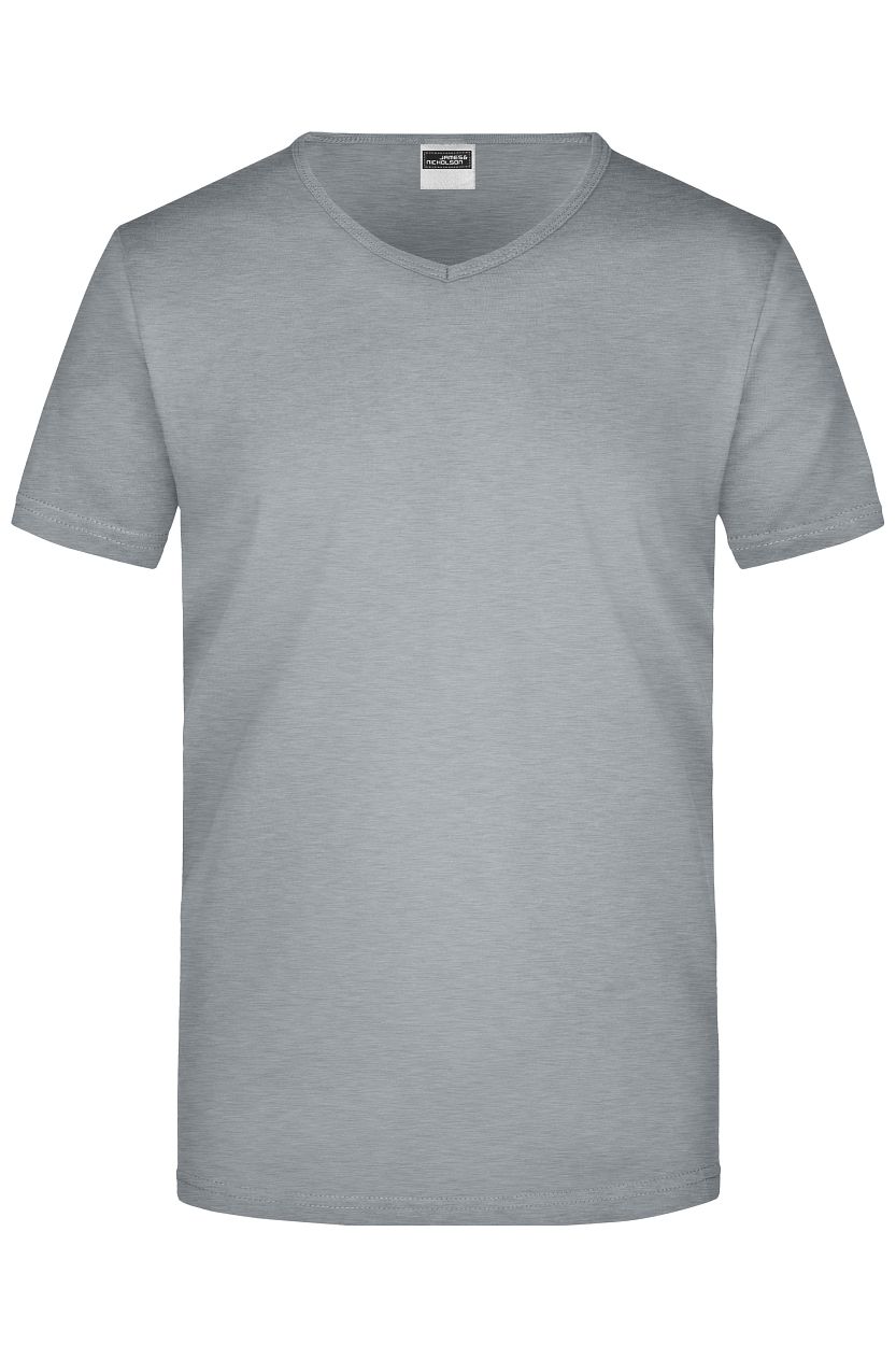 Men's Slim Fit V-T "JN912" in Grey-Heather, Größe 2XL - Daiber