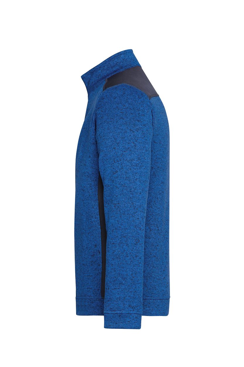 Men's Knitted Workwear Fleece Half-Zip - STRONG - "JN864" in Royal-Melange/Navy, Größe 6XL - Daiber