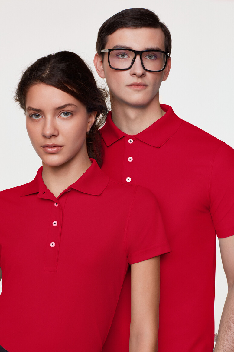 HAKRO 206 Damen Poloshirt COOLMAX® in rot, Größe 3XL