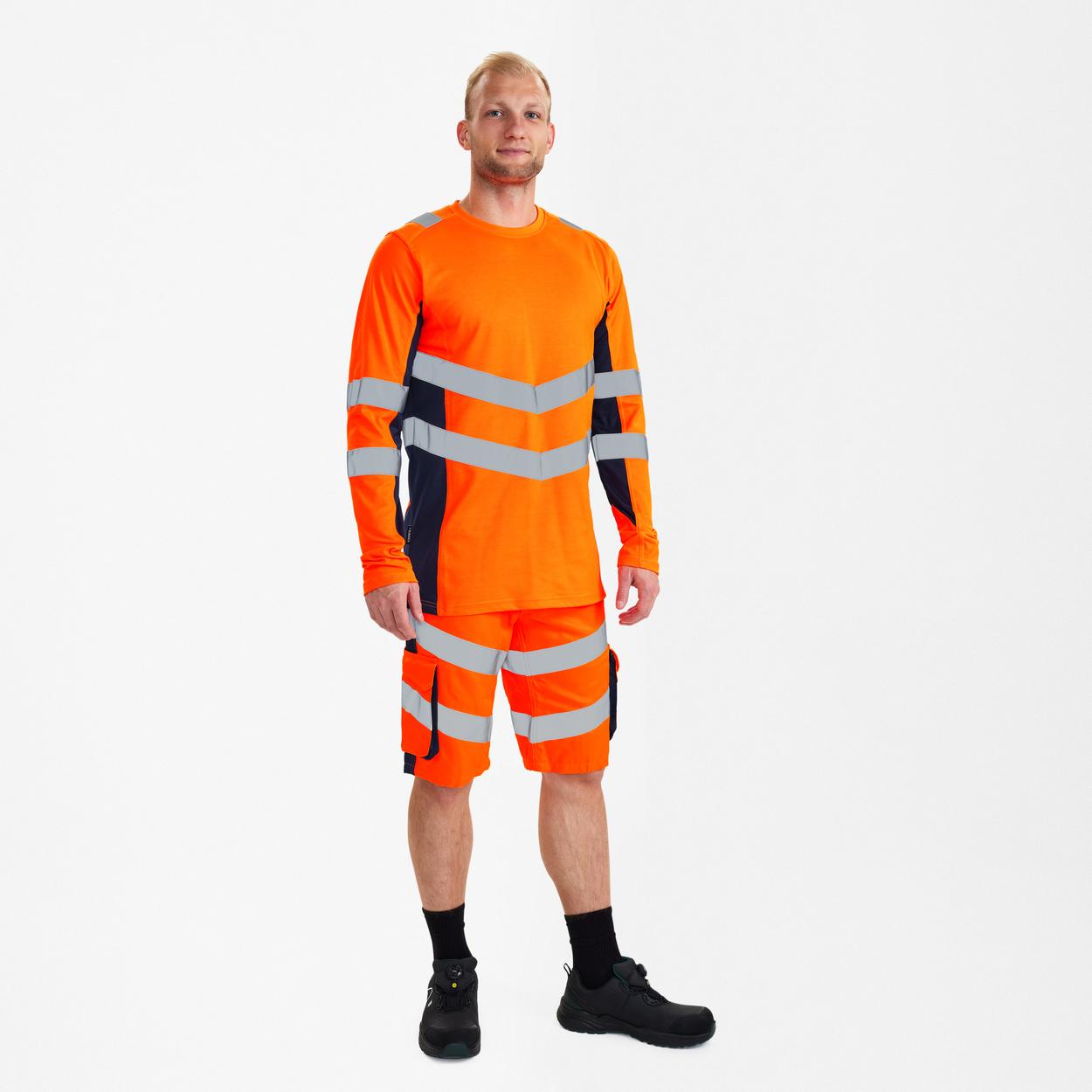 ENGEL Safety Langarm-Shirt in Orange/Blue ink, Größe XS