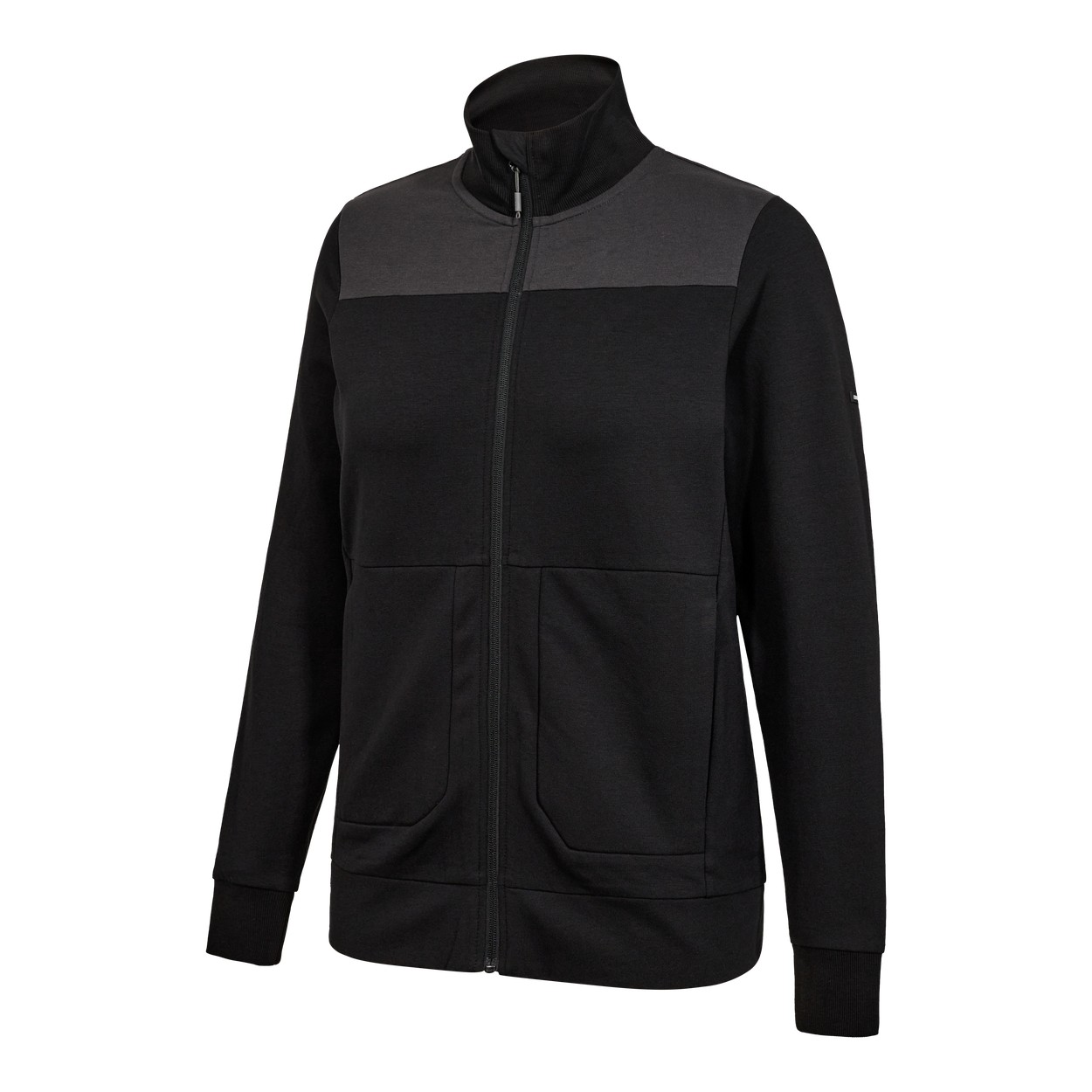 ENGEL Entire Damen Sweatcardigan mit Kragen in Schwarz/Anthrazit Grau, Größe XS