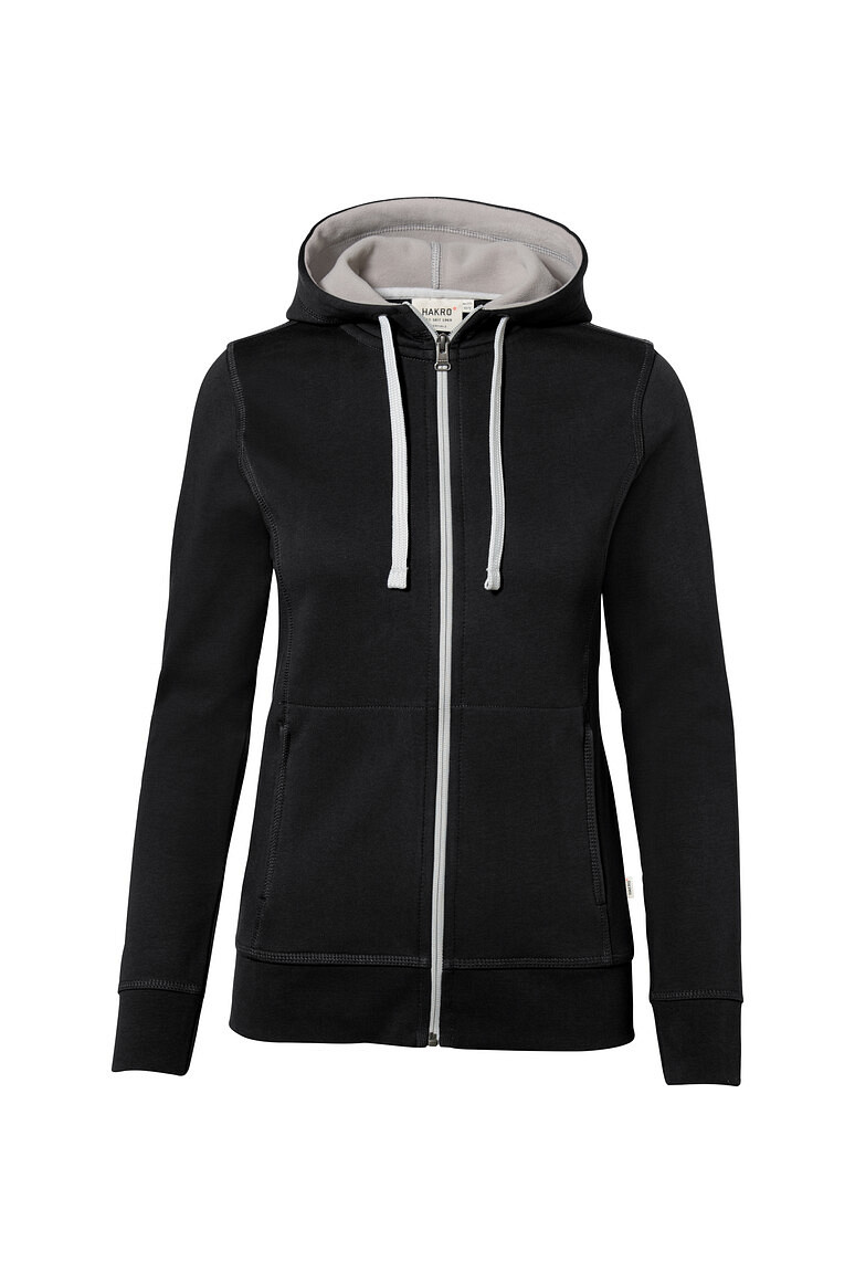 HAKRO 255 Damen Kapuzenjacke Bonded ECO in schwarz/silber, Größe 3XL