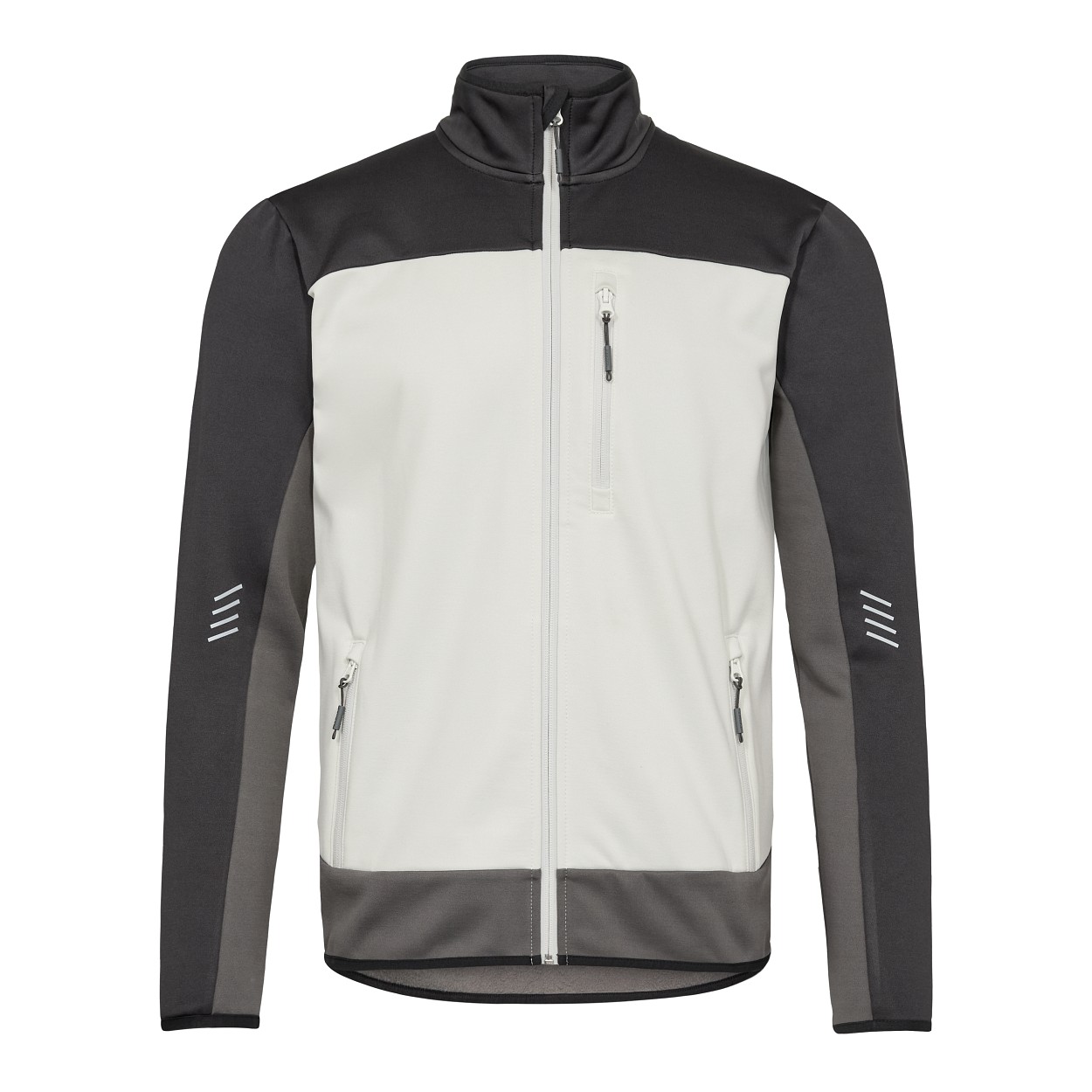 ENGEL Entire Midlayer-Cardigan in Bone White / Anthracite Grey, Größe XS