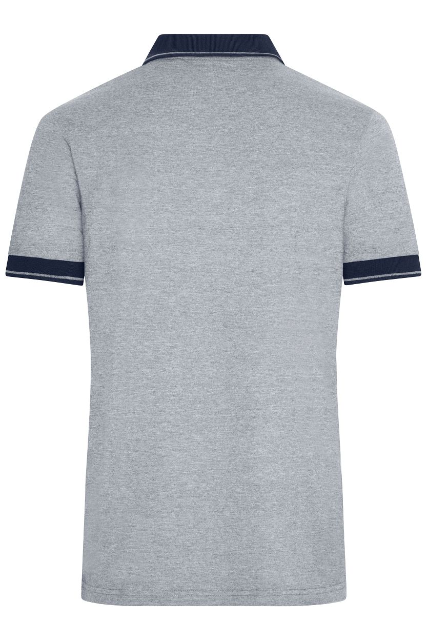 Men's Heather Polo "JN706" in Grey-Heather/Navy, Größe 3XL - Daiber