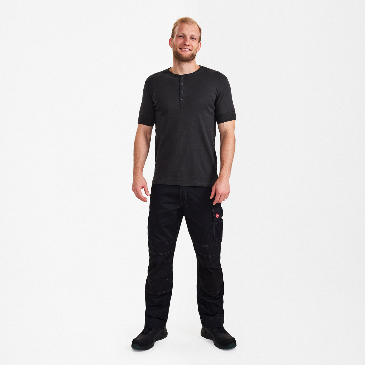 ENGEL Extend Grandad T-Shirt in Anthrazit Grau, Größe XS