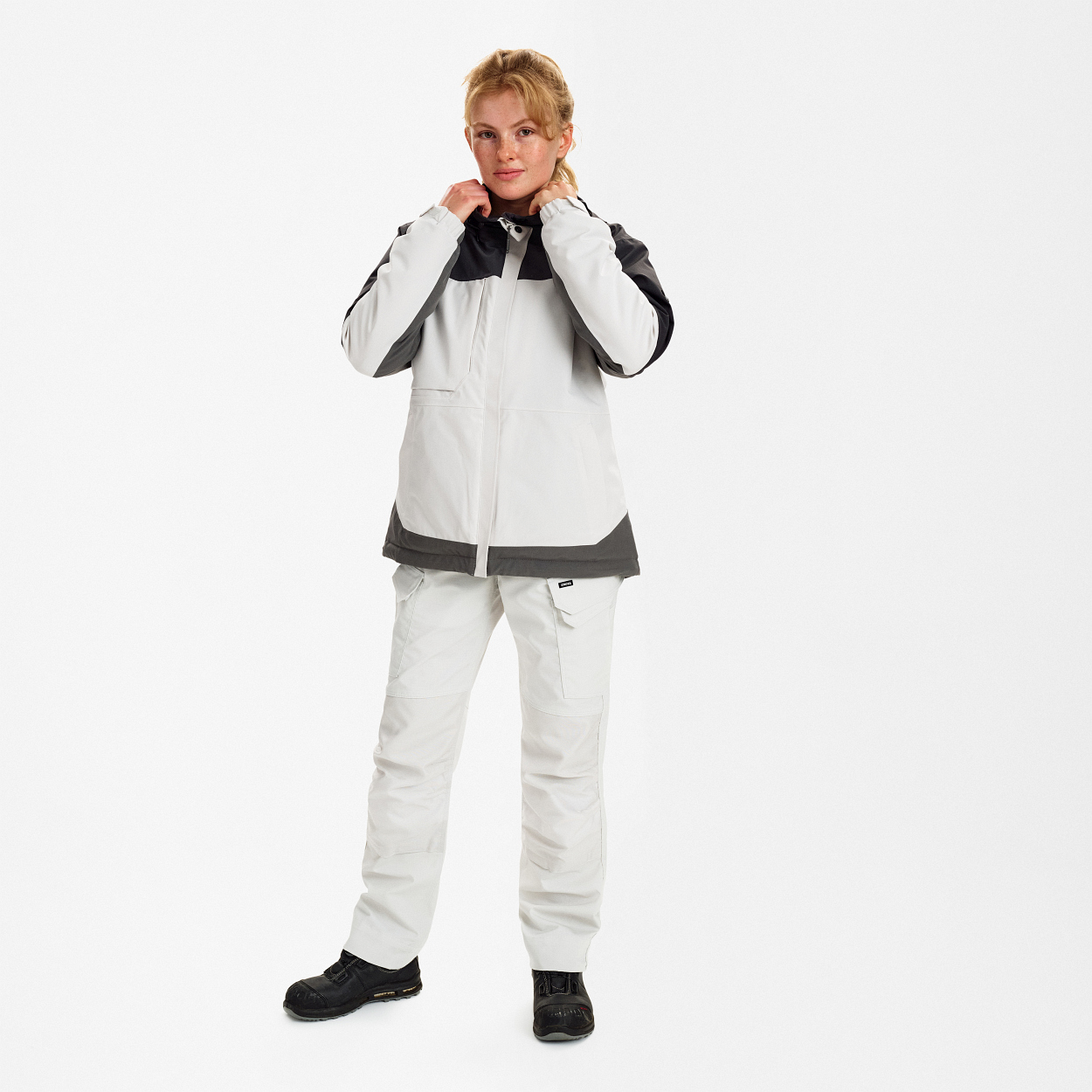 ENGEL Entire Damen Winterjacke in Bone White / Anthracite Grey, Größe XS