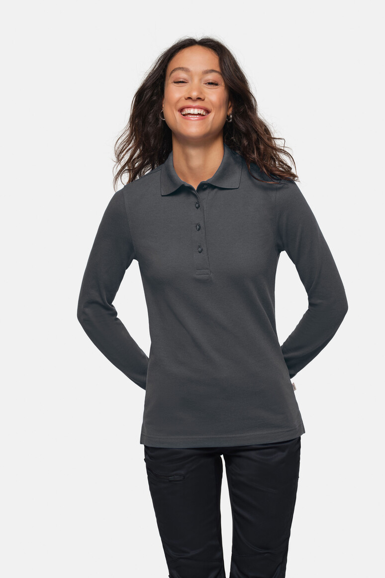 HAKRO 215 Damen Longsleeve-Poloshirt MIKRALINAR® in Anthrazit, Größe XL HAKRO 215 Damen Longsleeve-Poloshirt MIKRALINAR® in Anthrazit, Größe XL